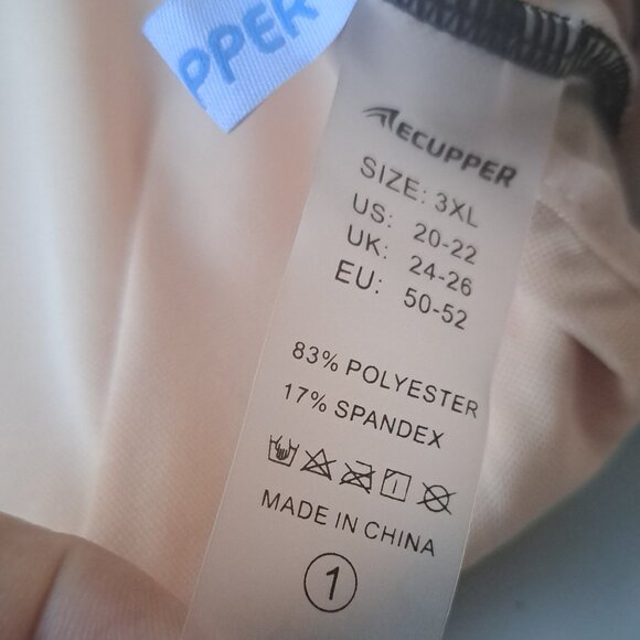 ECUPPER One Piece Swimsuit Plus Size Short Sleeve Tummy Shaping Skirted 3XL NWT - Picture 9 of 9